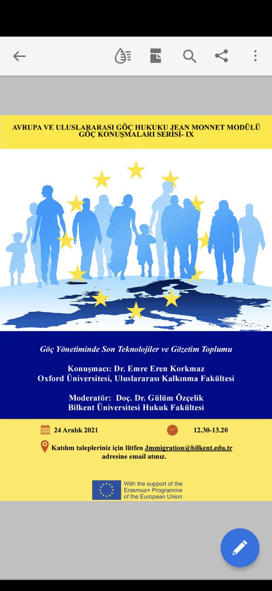 24 Aralık Cuma günü saat 12.30'da Bilkent üniversitesi öğrencileri ile son teknolojilerin göç yönetimindeki etkilerini değerlendireceğim.