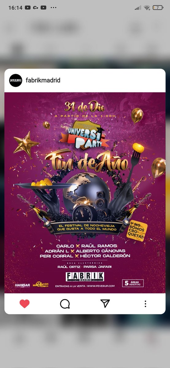 fabri44_'s tweet photo. VENDO ÚLTIMAS ENTRADAS FABRIK NOCHEVIEJA 31!!! UNIVERSIPARTY!!!!! 
#Madrid #Fabrik #Nochevieja #Findeaño 
BARATÍSIMAS!!!!!! https://t.co/Zu1vcht7aK