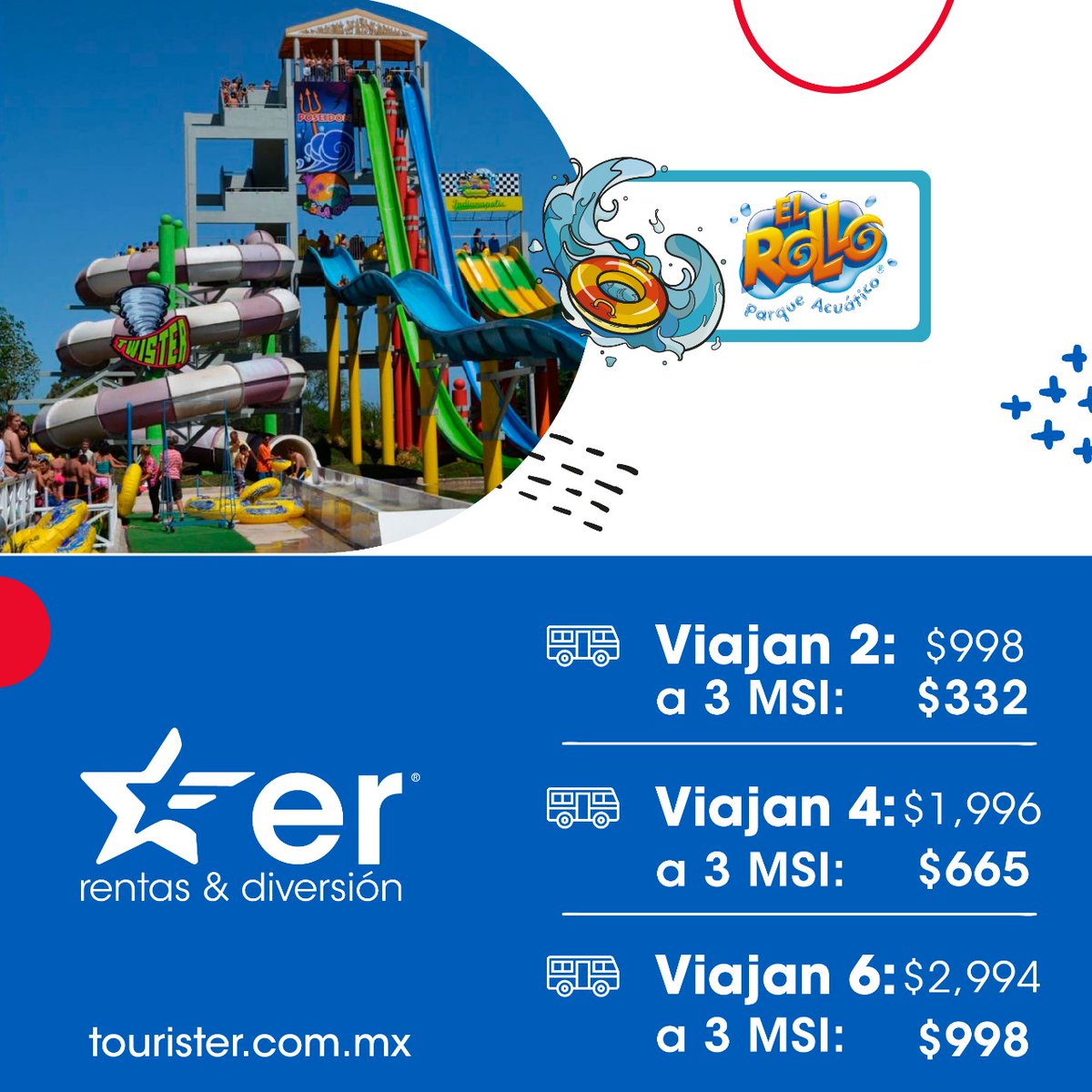 TOURISTERmx's tweet photo. Te llevamos a @SixFlagsMexico, @AfricamSafari o @ELROLLOMORELOS pagando a meses sin intereses.

🔥 Adquiere tus paquetes y en compras en línea mayores a $500 puedes pagar a 3 MSI. 💳😎

👉 Compra en: https://t.co/7lxDb4qfjF
🚌 Incluye: Transporte redondo + 🎟 Entrada al parque. https://t.co/o1y8Sxo4gU