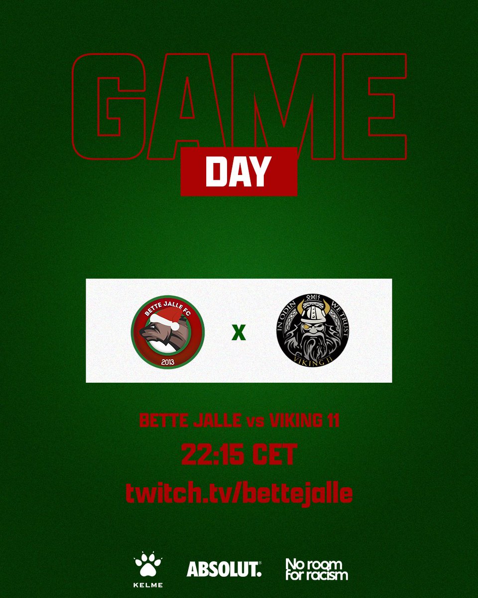Late confirmation but it's on! We take on <a href="/Viking_Eleven/">Viking 11</a> in the 6th round of Division 1.

🔴 We are LIVE from 22:15 CET at twitch.tv/bettejalle

#BJFC🐻 | #PES2021 | <a href="/WapesLeague/">WAPES League 11vs11</a>