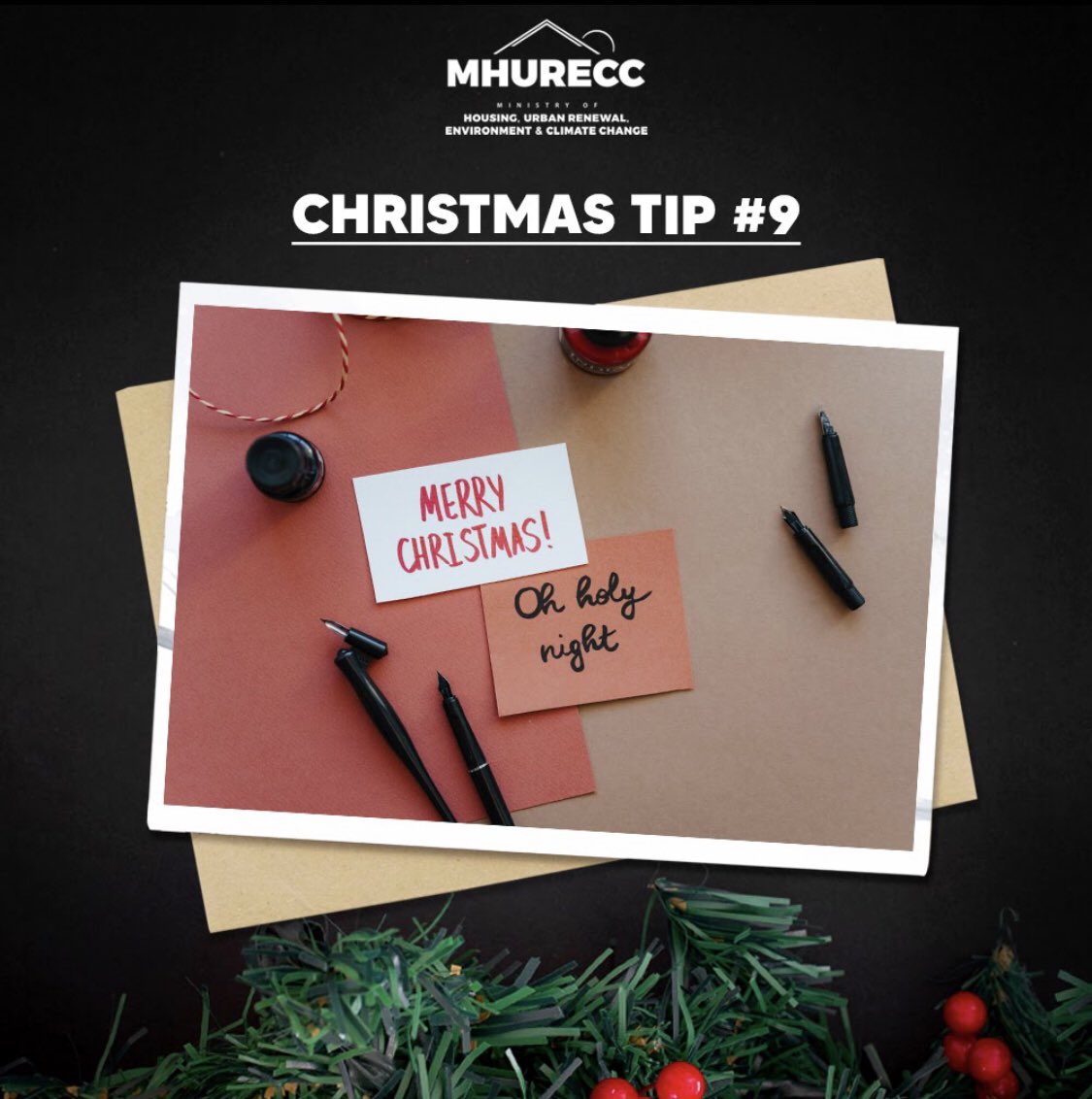 We’ve quite a few tips on how to make your holiday festivities more eco-friendly, and many different ways to make your holiday cards. On our final day of tips, we suggest saving money, saving the environment and saving time by sending E-cards!

#MHURECCXmas
#ChristmasCountdown