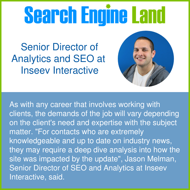 InseevTweets's tweet photo. Have you considered a career in SEO, wondered what the day to day looks like, or maybe how it changes based on updates from Google? @geochingu editor at @sengineland covers these questions and more in his recent post featuring advice from SEO's: https://t.co/SubT8Cd461 https://t.co/8bWI8s2YCV