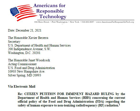 berkeleyprc's tweet photo. Non Profit Groups Petition HHS and FDA to Declare Imminent Hazard from Wireless Radiation. Petition: https://t.co/iRQij95tyU. Americans for Responsible Technology #cellradiation
https://t.co/xVRBFzUmf7 https://t.co/Yy6iDzCfH5