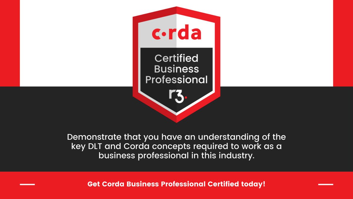 We are now offering the #Corda for business professional #certification exam.
Learn more and get certified today!

r3certification.com/products/corda…
#dlt