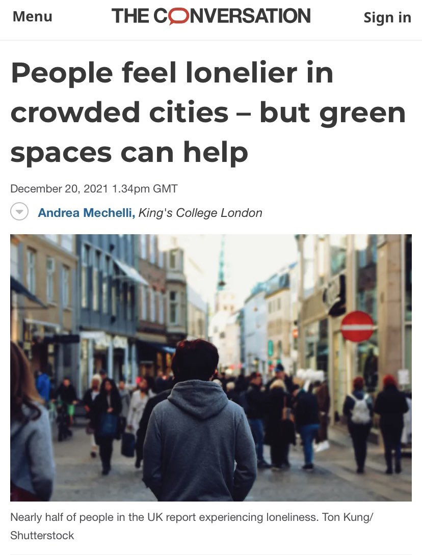 'Lonely In A Crowd'

Professor Andrea Mechelli discusses our recent findings on loneliness in cities. You can read the article in The Conversation.

theconversation.com/people-feel-lo…