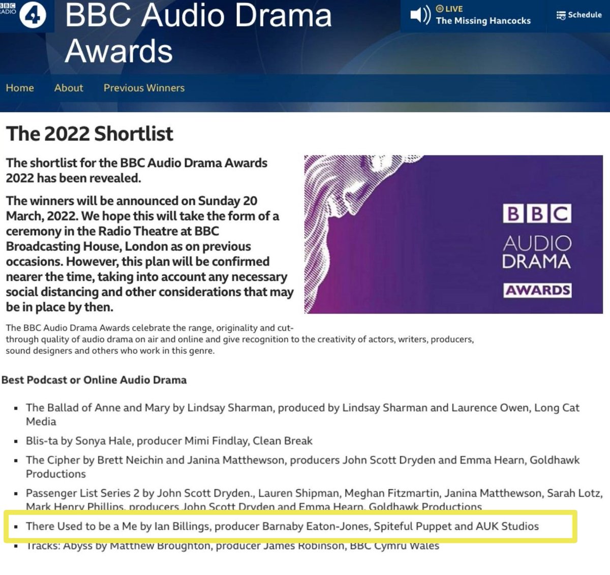 BarnabyEJ's tweet photo. Yikes! #PeterSellers is back at the BBC! Ahem. #BBCAudioAwards have shortlisted #ThereUsedToBeAMe - the Peter Sellers drama, starring #AlfredMolina. Thanks to my regular team. Do I have to keep my fingers crossed until March? Even if it means typing slower, I'll do it! Ahem. https://t.co/OKPhhZOETt