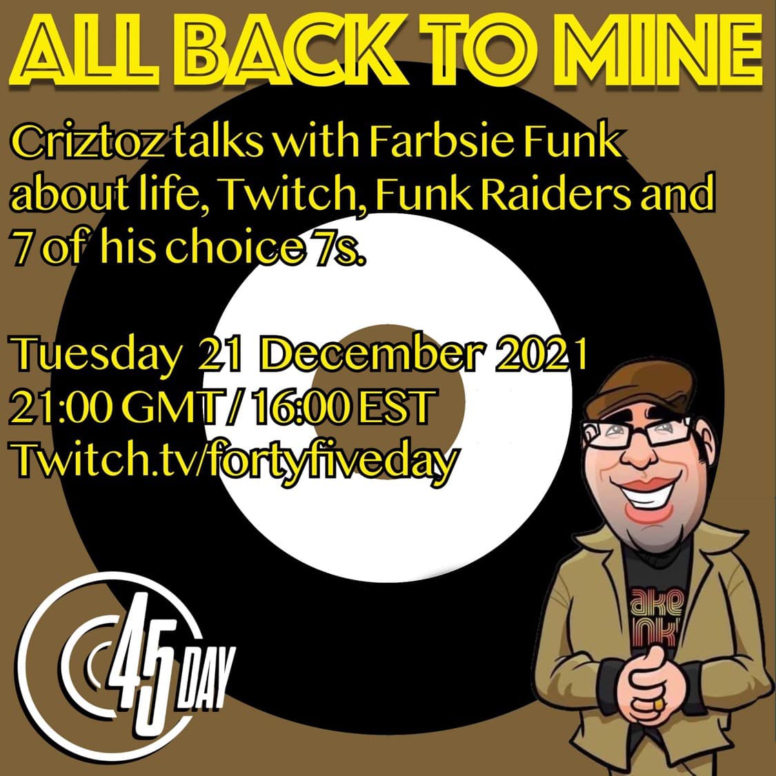 nufunk's tweet photo. Check out our homie @Farbsie #Funk today at 4:00 PM EST on the "All Back To Mine"🇬🇧 show.  Farbsie will chat with host Criztoz aka #25thC of @JellyfunkAllstars about his favorite 7inch records and the stories behind them.  #vinyl #records #twitch
Tune in👉 https://t.co/A0HMxQoJCB https://t.co/VUe3jQ9zCL