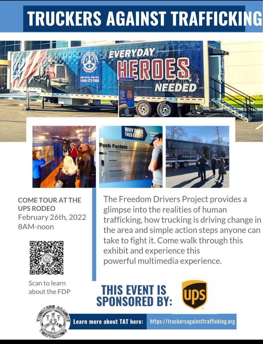 Who's ready for a truck rodeo? This year we are teaming up with Truckers Against Trafficking. Come check out the FDP trailer and get all the information on how you can help prevent and stop sex trafficking.@TatTruckers @SouthCal_Feeder @UPSJPipkin @hrbobbyups @melirere
