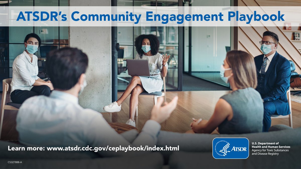 CDCEnvironment's tweet photo. Environmental public health professionals: #ATSDR has released a new Community Engagement Playbook to help meet the unique needs of each community. Learn more: https://t.co/zyKfpDQCOZ. https://t.co/gcELf9qimL