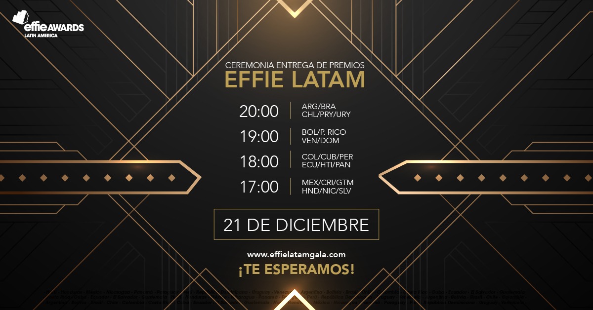 ¡¡Hoy!! Se entregan los Effie Awards Latin America 🏆🎖️

Para ingresar a la ceremonia⬇️
effielatamgala.com

#EffieAwards
#EffieLatam