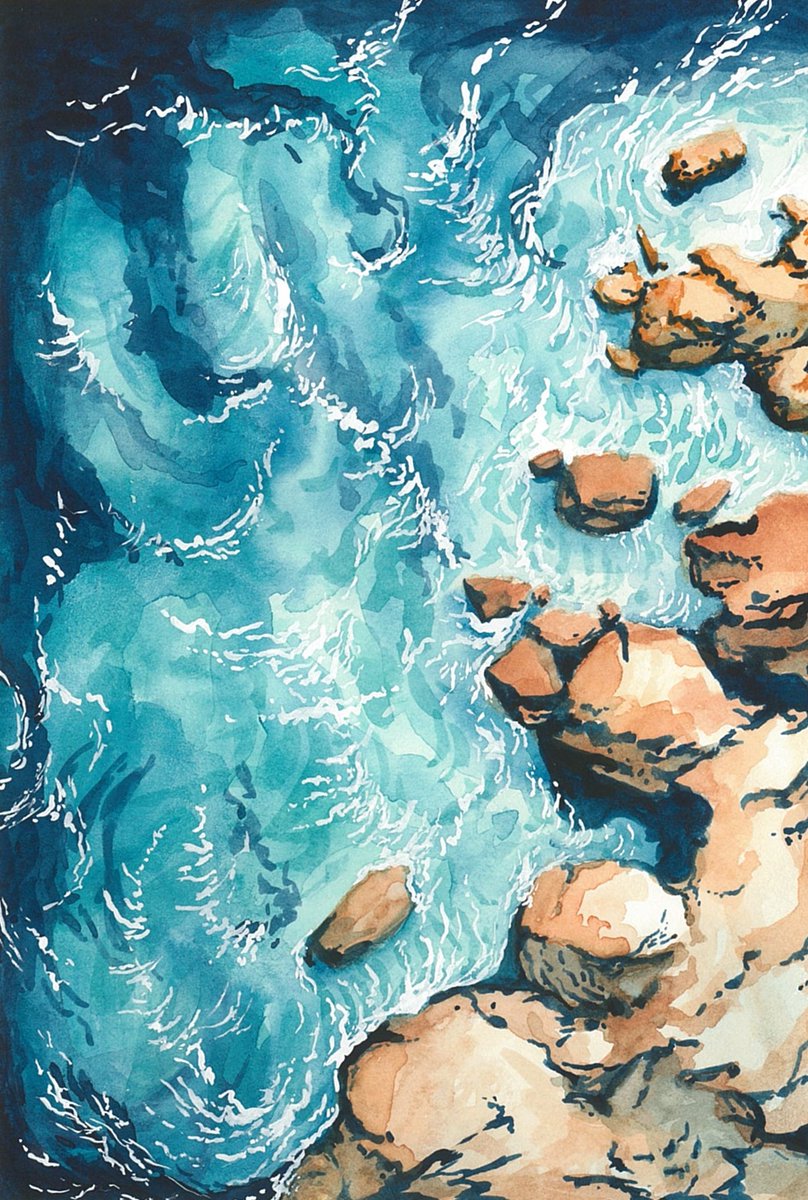 cassie_ohpeia's tweet photo. my lunchtime watercolors have been highkey sea-yearning vibes this last two weeks https://t.co/lOKeKMc3F0
