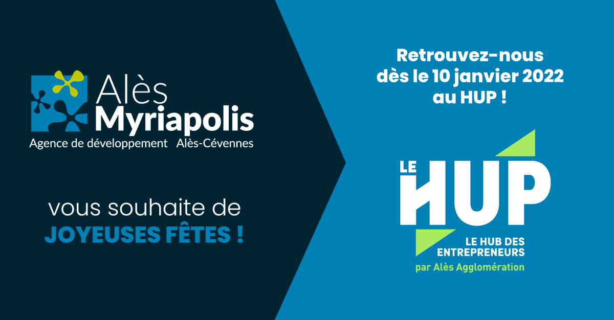 AlesMyriapolis's tweet photo. Toute l'équipe d'Alès Myriapolis vous souhaite de belles fêtes de fin d'année et vous donne rendez-vous à partir du 10 janvier 2022 dans ses nouveaux locaux au HUP, le guichet unique des entrepreneurs en centre ville d'Alès ! https://t.co/g4RFcBw5oG