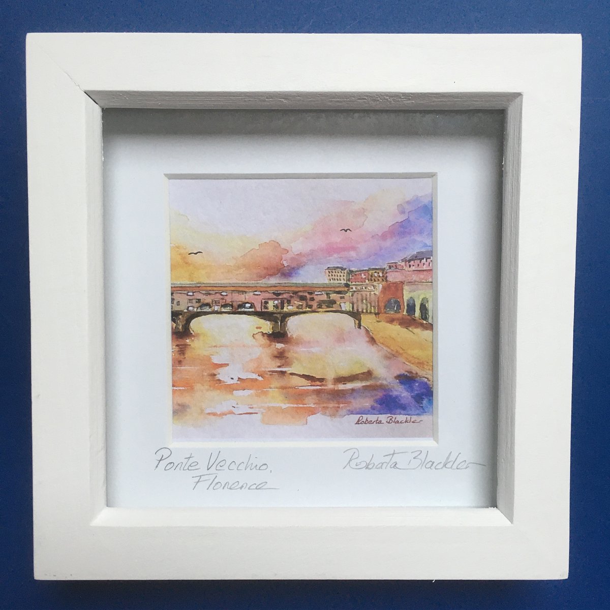 RobertaBlackler's tweet photo. Ponte Vecchio, signed print, Florence, Italy, from my watercolour painting (original available) Contemporary Art, Italian culture. https://t.co/KmJFF6V8xB #signedprints #framedprints #italianprints #florence #finenze #watercolour https://t.co/P3lOR9VqI9