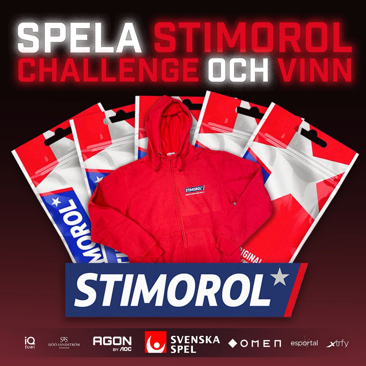 SPELA #STIMOROLCHALLENGE🏆

🥇1a pris (Lottas ut)
28 paket Stimorol
Stimorol hoodie

10 bästa tiderna får 5 paket Stimorol🌟

Delta
✅Följa <a href="/SECSGO/">Svenska Elitserien CS2</a>
✅Gilla
✅Retweeta
✅Dela ditt resultat med hashtaggen #StimorolCSmap
Ladda hem CSGO kartan: steamcommunity.com/sharedfiles/fi…

Avslutas 31/12
