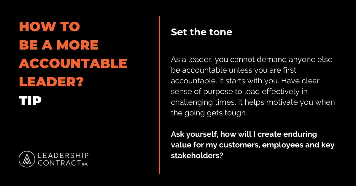 drvincemolinaro's tweet photo. As a leader, you must first create an obligation to yourself to focus on accountable leadership, which you can then use to create clarity around expectations and to set the tone for accountability from your team members and across the organization. #accountableleader #community https://t.co/XoiPgdtP16