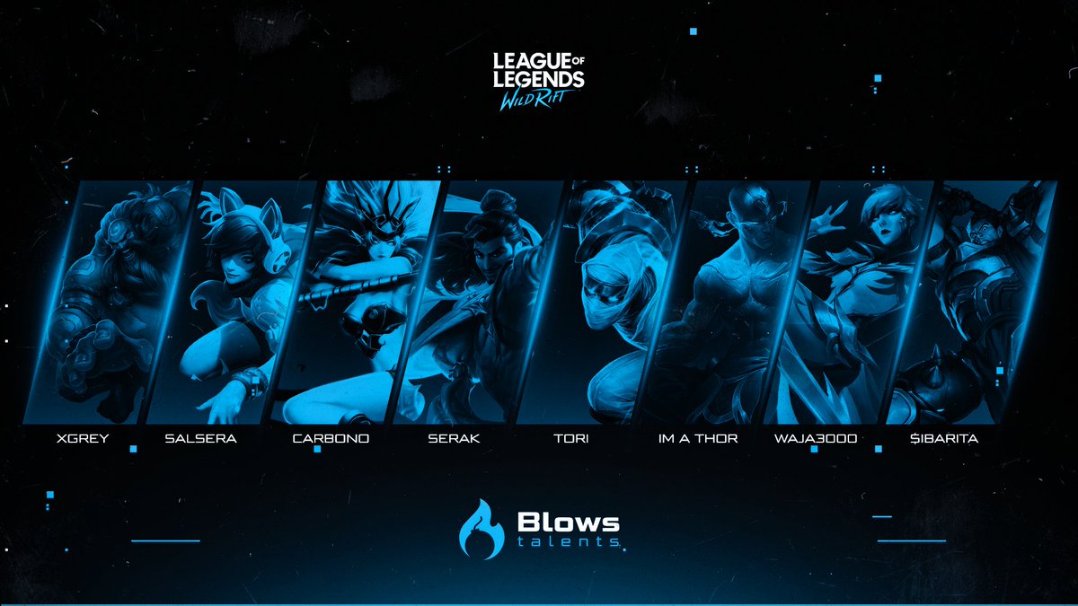 BlowsTalents's tweet photo. ¡CONOCE a los NUEVOS TALENTOS de WILD RIFT! 💪💣

👨‍💼 · @v_tilt | Coach
👩‍💻 · @SalseraSinSalsa | Manager
👤 · @NomoreCarbono | Support
👤 · @SerakWR | Jungla
👤 · @NobunagaWr | Midlaner
👤 · @tu_canario | ADC
👤 · @Waja3000 | Jungla
👤 · @Arcos96 | Toplaner

#BeginTheExplosion https://t.co/icCWJmJp4v