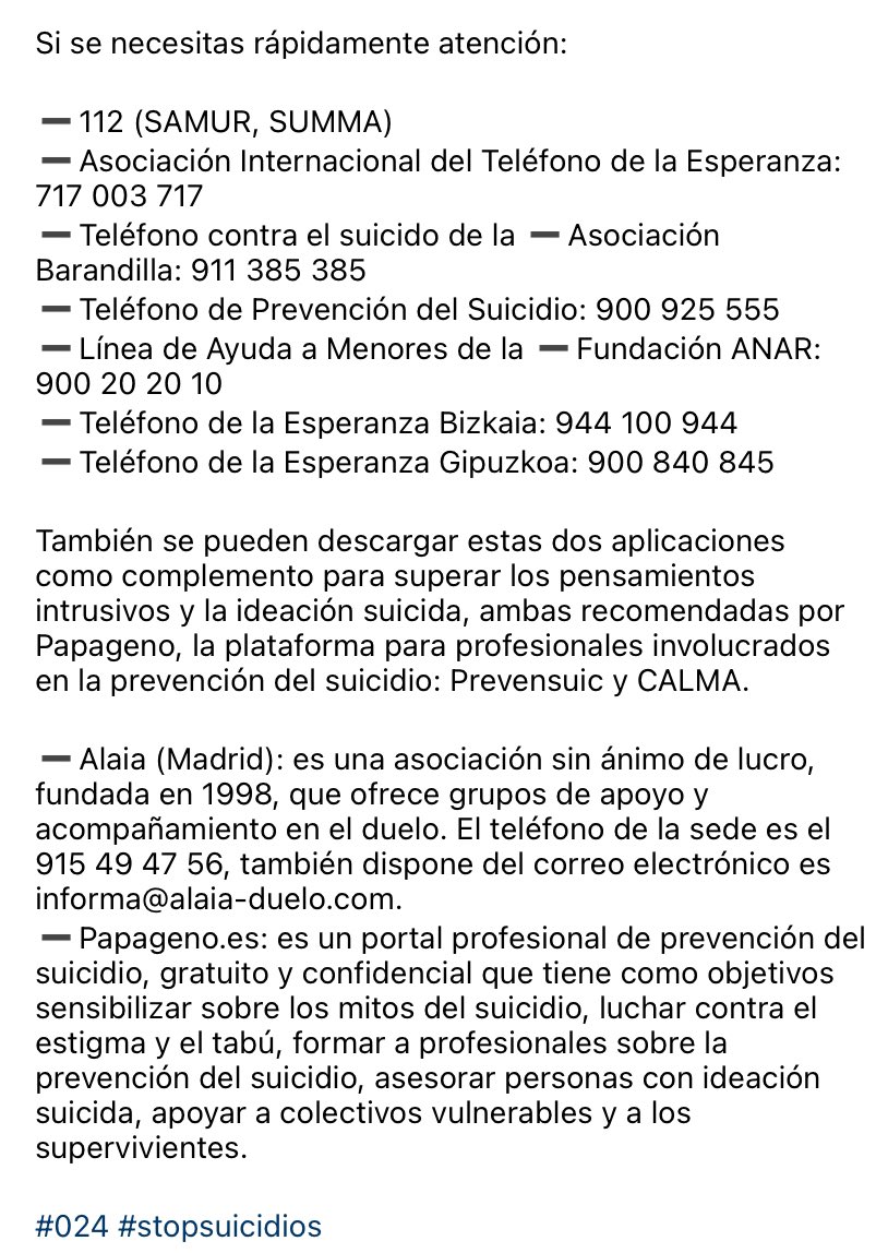 esdecirdiario's tweet photo. El teléfono ☎️ para la prevención del suicidio será el 024. https://t.co/4ZZxMFFo2M