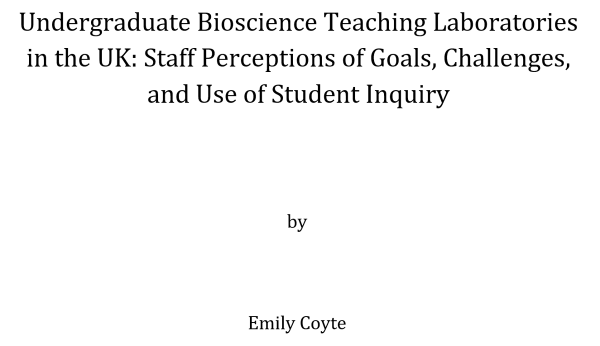 Got a rather lovely early Christmas present last week: learned I passed my MSc in Educational Research with Distinction, with the dissertation on staff goals and perceptions of bioscience teaching labs getting 95%! 

Many, many thanks again to all those who participated ☺️