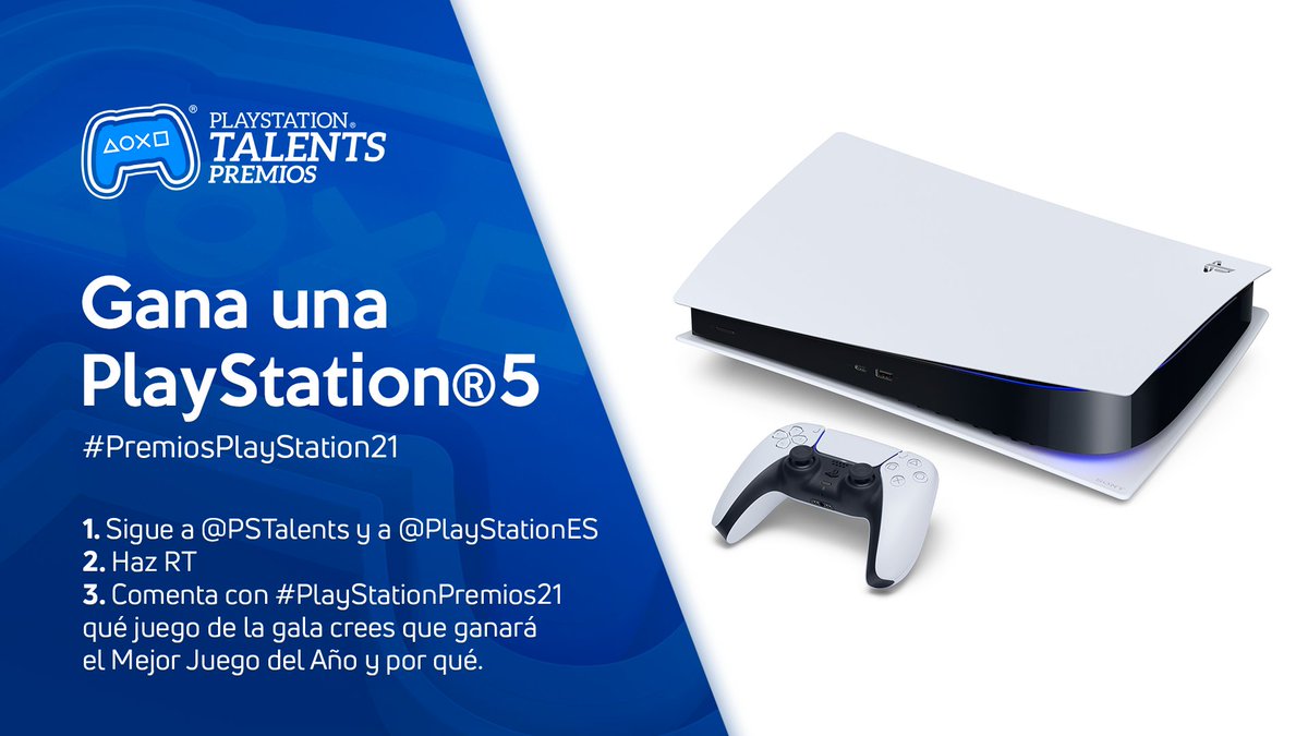 PSTalents's tweet photo. 📢¿Quieres una #PS5?🎁

Tan solo tienes que:
1⃣Seguirnos a nosotros y a @PlayStationES.
2⃣Hacer RT.
3⃣Usar #PremiosPlayStation21 para decirnos qué juego de la 8ª gala crees que ganará.

¡Apunto de empezar!
👉https://t.co/8MwUx2N2a1 https://t.co/XhMyPhEf9i