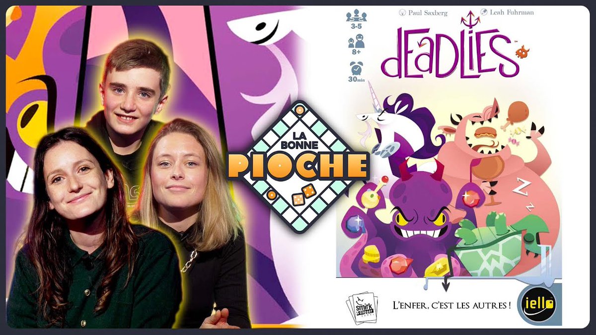 LeBonNerd's tweet photo. Aujourd’hui dans la Bonne Pioche, un jeu autour des 7 péchés capitaux avec Deadlies de @IELLO_France !

@Joe__Hume, @burszteinrosa , Florence Fauquet et Morgan devront faire au mieux pour se débarrasser le plus rapidement possible de leurs cartes 🃏

➡️ https://t.co/7r3rM8fwQi https://t.co/CWWYmoz6jX
