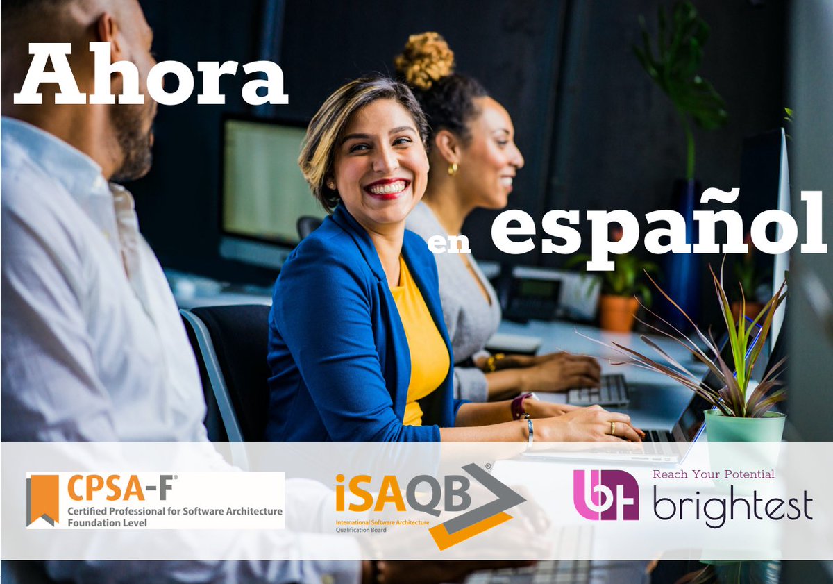 BrightestOrg's tweet photo. Now in Spanish!!
El examen #certifiedprofessional for #softwarearchitecture Foundation Level del @iSAQB ya esta disponible en: https://t.co/8jKkNLRcir
#softwaredevelopment #desarrollodesoftware #sofwarearchitecture https://t.co/HIkDaxyzJN