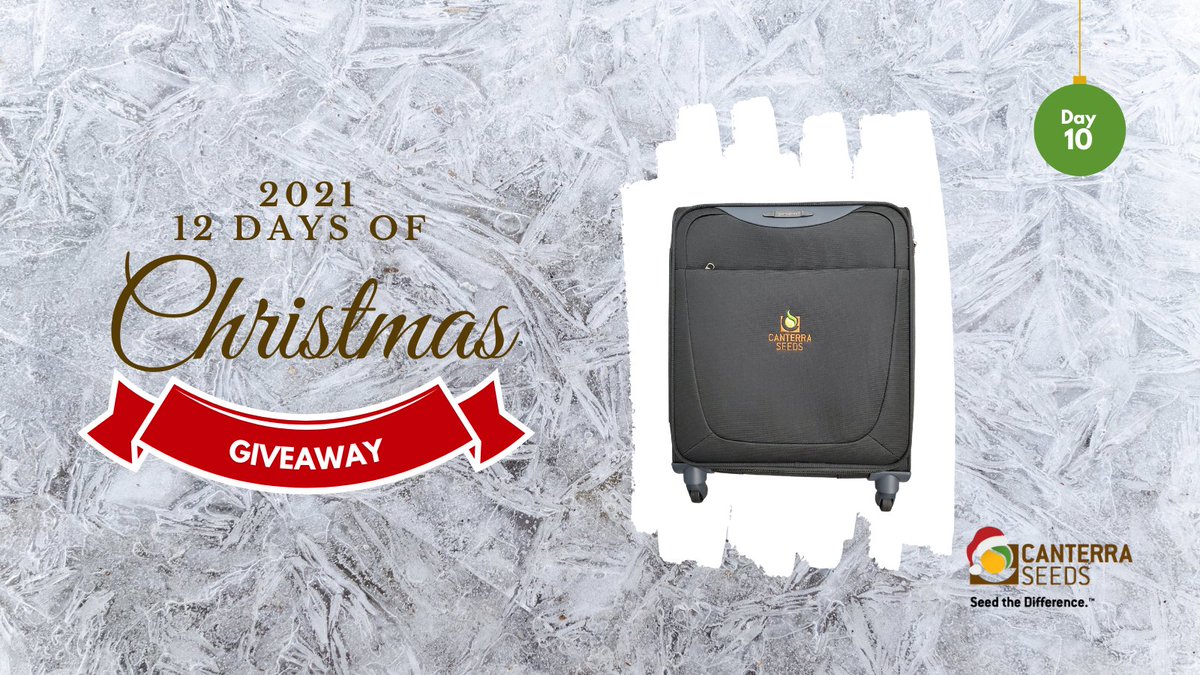 canterraseeds's tweet photo. Fly to your winter vacation destination with a #CANTERRASEEDS luggage bag! Enter Day 10 of our #12DaysofChristmasGiveaway by following us and retweeting, for your chance to win 1 of 3 bags! Winners selected Dec. 22. #WestCdnAg https://t.co/aLPCPth73H