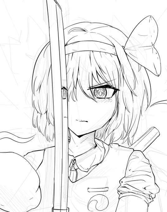 #深夜の真剣お絵描き60分一本勝負 
妖夢 