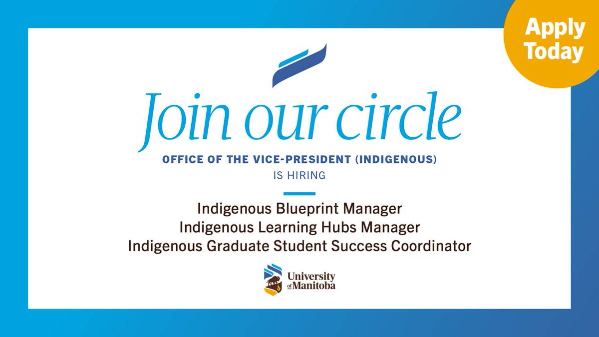 UM Indigenous (@umindigenous) on Twitter photo The Office of the Vice-President (Indigenous) is hiring! APPLY NOW:
Indigenous Blueprint Manager: viprecprod.ad.umanitoba.ca/default.aspx...
Indigenous Learning Hub Manager: viprecprod.ad.umanitoba.ca/default.aspx...
Indigenous Graduate Student Success Coordinator: viprecprod.ad.umanitoba.ca/default.aspx... The Office of the Vice-President (Indigenous) is hiring! APPLY NOW:
Indigenous Blueprint Manager: viprecprod.ad.umanitoba.ca/default.aspx...
Indigenous Learning Hub Manager: viprecprod.ad.umanitoba.ca/default.aspx...
Indigenous Graduate Student Success Coordinator: viprecprod.ad.umanitoba.ca/default.aspx...