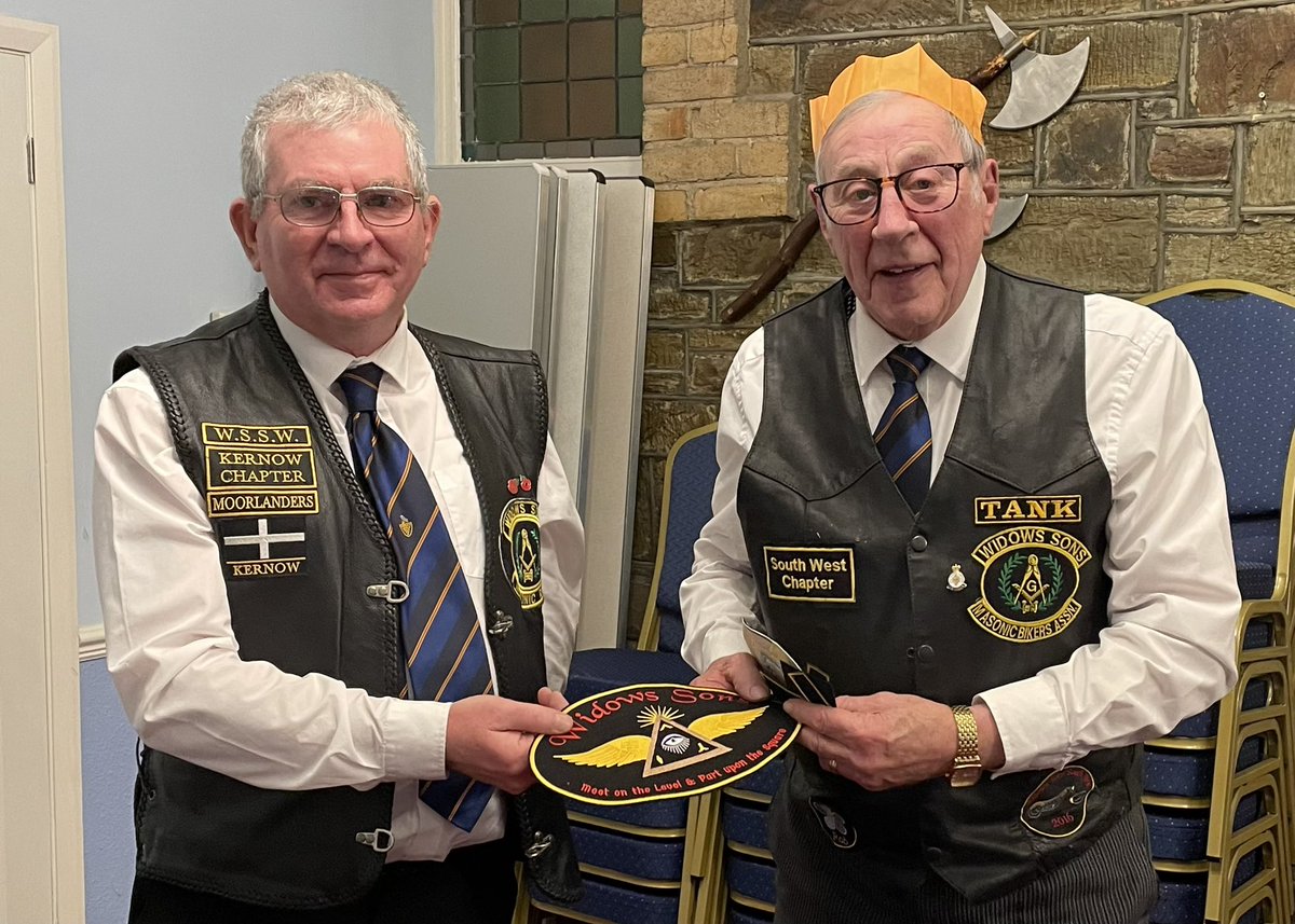 wskernow's tweet photo. Brian was also presented with full regalia and honorary membership of Widows Sons MRA Kernow #widowssons #freemasonry https://t.co/qcJaZAjOyF