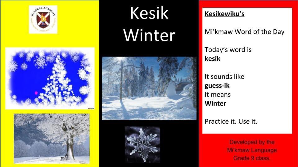 MareProsper's tweet photo. Dalbrae Mi'kmaw Word of the Day, Kesik - Winter - winter Solstice na kiskuk https://t.co/oxaVpTfzsE