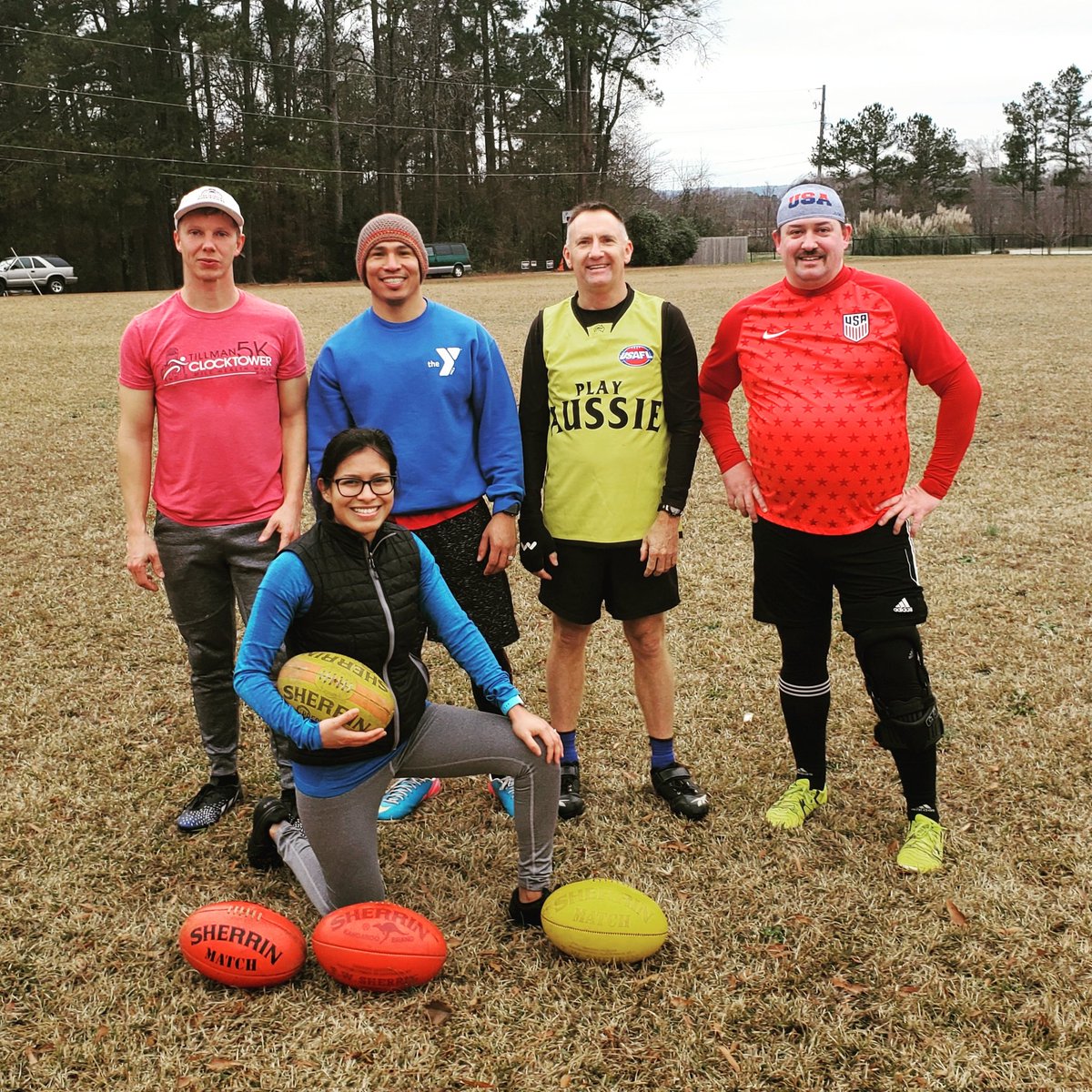 RomeRedbacks's tweet photo. Great little kick to kick and Aussie Rules football intro Sunday with 6 of us out there. Keeping the skills and touch going and another next week at 3.00pm. See you there. #aussierulesfootball #romeredbacks #usafl #romega #romegafootball #romegeorgia https://t.co/BsDeR3QICm