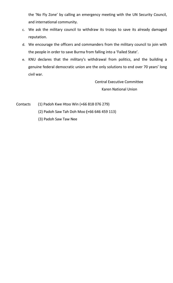 #KNU statement in English.