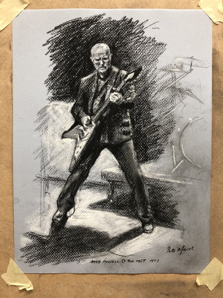 Another in the series…”Andy Powell @ The Met No.1”, conte on pastel paper, 24cm x 32cm. #andypowell #wishboneash @wishboneash_com @themet #themet #burymet #flyingv #sketch #figurativeart