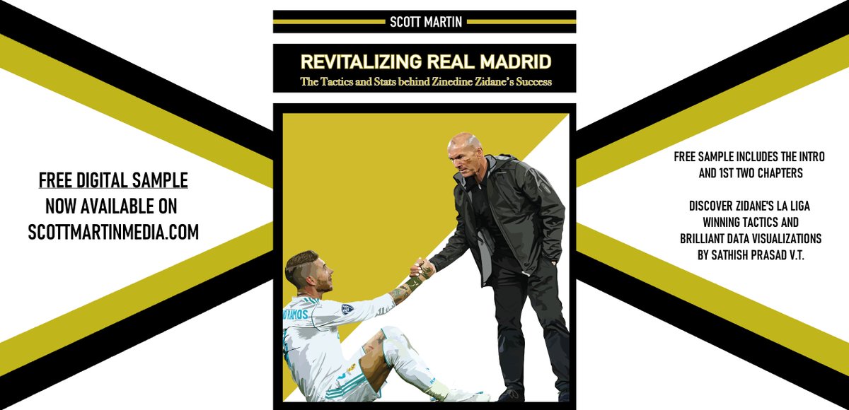 CoachScottCopy's tweet photo. FREE Sample of Revitalizing Real Madrid

Time to celebrate the 1-year anniversary of the book's release.

😟Where the post-Ronaldo era went wrong
🏆Zinedine Zidane's La Liga winning tactics
🤩Stunning data vizs by @SathishPrasadVT 

And that cover by @JamieBrackpool 😍.

LINK👇 https://t.co/2m266XEyLh