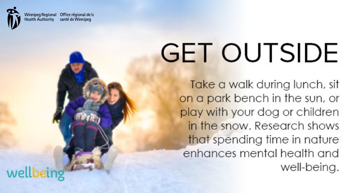 WinnipegRHA's tweet photo. Seasonal affective disorder (SAD) wellbeing tip for today: Get outside.

Source: WRHA Mental Health Promotion Team 

Learn more here:https://t.co/Sfg0CFukDe #enjoylifemore 

#wellbeing 
#SAD 
#wrha
#mentalhealth 
#stressfree 
#winterblues https://t.co/qAMIGPImwF