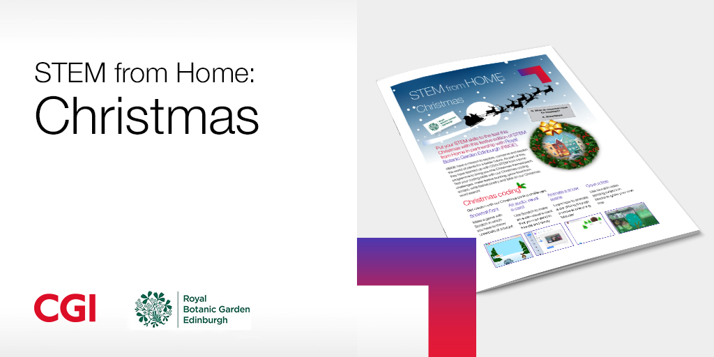 CGI_UKNEWS's tweet photo. We are excited to release a festive edition of #STEMfromHome in partnership with Royal Botanic Garden Edinburgh. Tackle our Christmas coding challenges, grow your own herbs, write Christmas poetry and more: https://t.co/h5QTx38JUy #ExperienceCGI @TheBotanics https://t.co/vwtCgx8PkJ