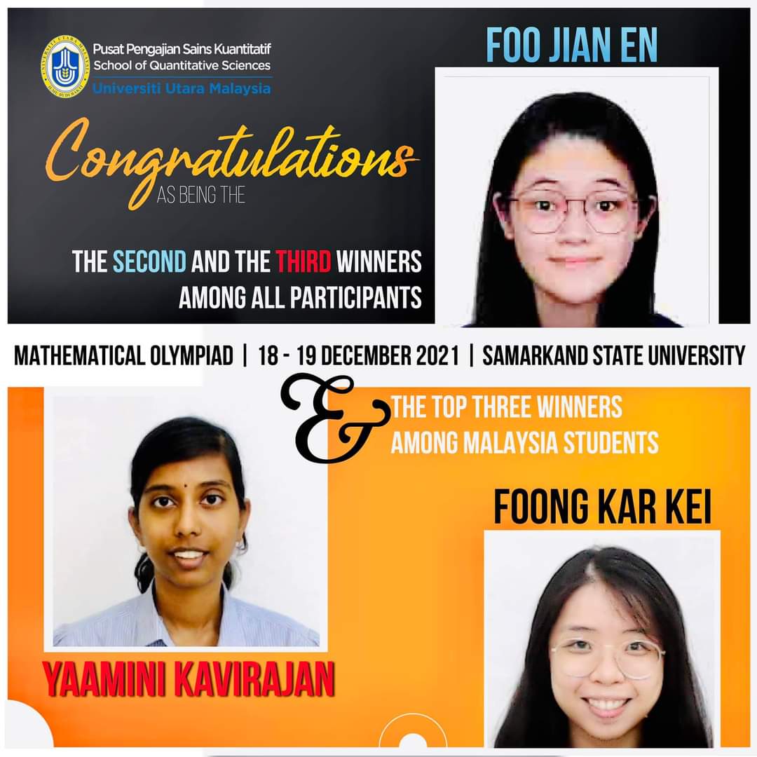 sqs_uum's tweet photo. Congratulations to our #sqsbuddies for making us proud in the recent  #MathematicalOlympiad 👏🏻👏🏻👏🏻🥳🥳🥳. Also, thank you and congrats to Dr. Habibulla Akhadkulov for guiding them to be the best among the best Mathematicians 🤩🙌🏻 https://t.co/u57hD087ZY