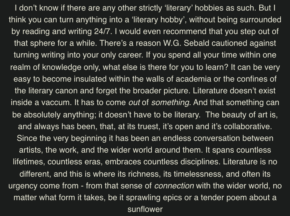 comballar's tweet photo. On attention:
"All acts of attention are acts of generosity and love. And all the best literature is rooted very deeply in that love. If you can teach yourself to be open to the world in this way, every moment takes on a special and unique quality..." https://t.co/KXZ2iZCJcF