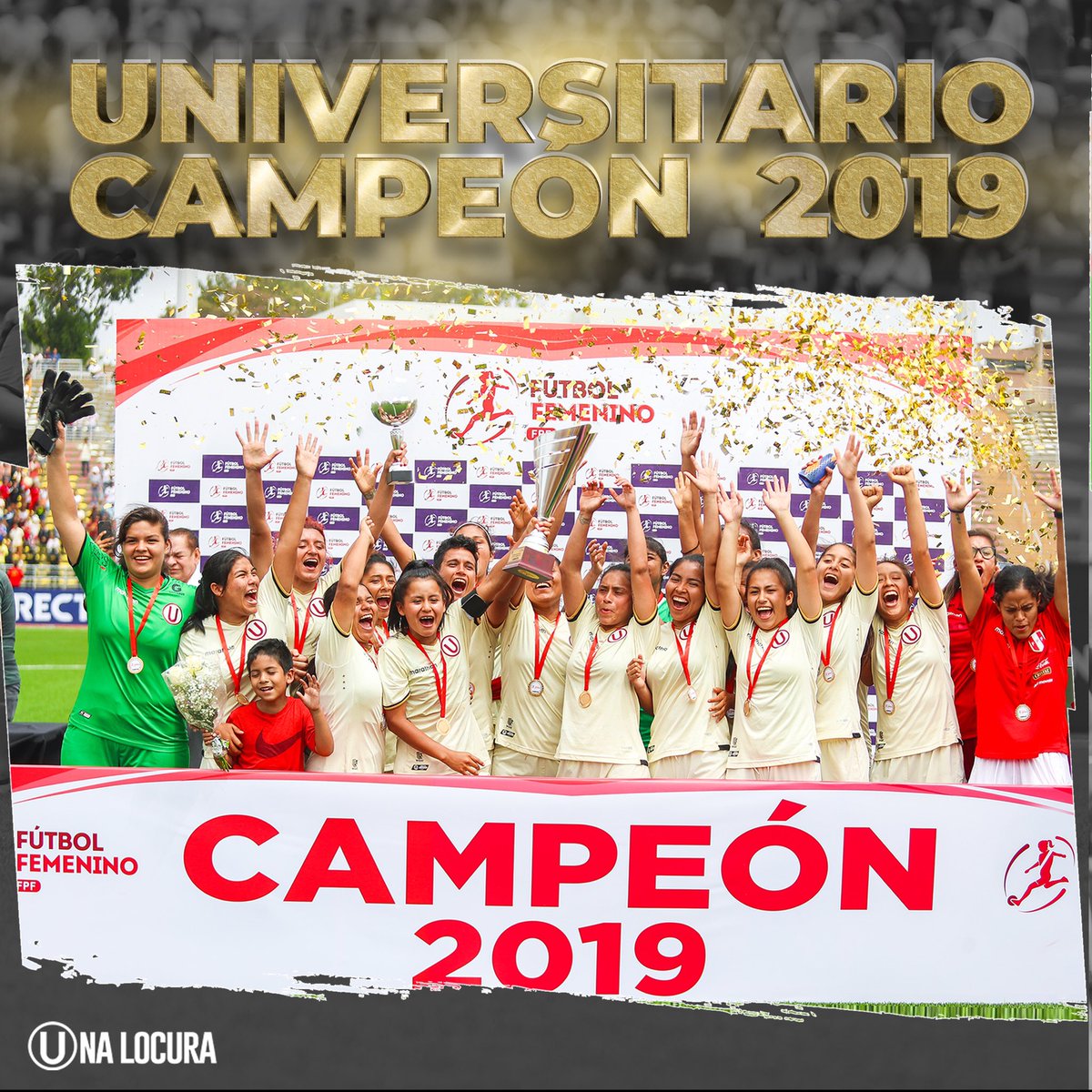 UnaLocura1924's tweet photo. #UnDíaComoHoy en el 2019 nuestro equipo femenino logró el campeonato nacional luego de vencer a Amazon Sky en la final del torneo, el enfrentamiento quedó con el marcador 6-1.
#LaHistoriaDeLaU
#DatosCremas
#FutFem
#GoEqual https://t.co/AHLObOSZgV