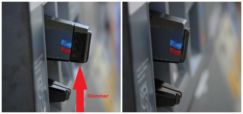 SheriffClayCo's tweet photo. A county employee had her credit card "skimmed" at a gas station. A skimmer is a device installed on card readers that collects card numbers. Thieves use those to make fraudulent purchases. Quick way to prevent: pull on the card reader at the pump. Skimmers will come off. https://t.co/mhK0EavoWz