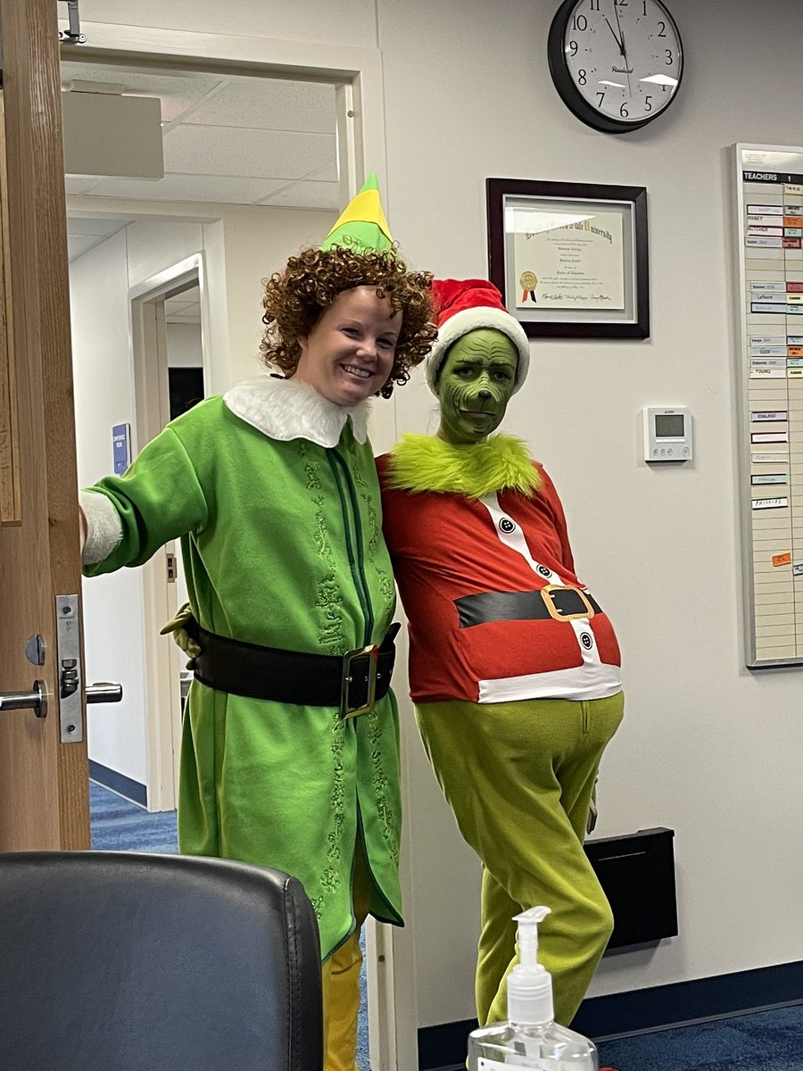 AWLSJH's tweet image. Buddy and the Grinch made a visit to the JH today!  @AWStuCo advisors Mrs. Brown and Mrs. Ortiz always bringing the spirit!