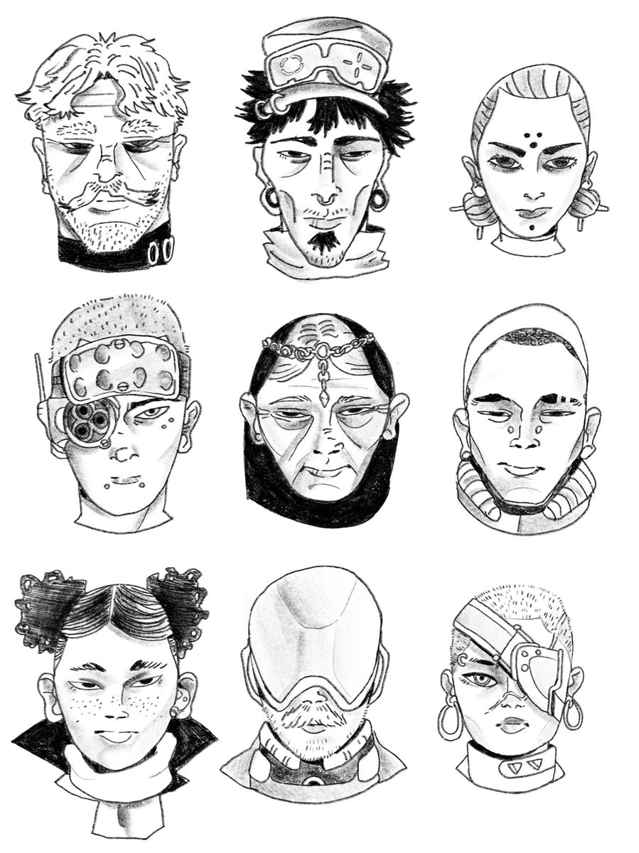 Keelandraws's tweet photo. some faces 

#drawing #art #characterdesign #procreate #scifi https://t.co/qmNumUIL4B