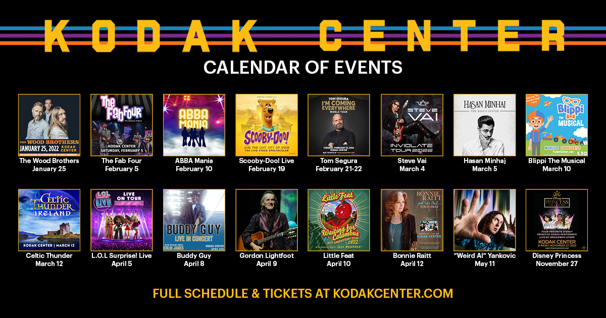 kodak_center's tweet photo. Our 2022 lineup so far is π₯!! Last chance to grab tickets at the box office before we close for the holidays! Open until 2pm. If you can't make it today, https://t.co/9YaTptfRzh is open 24/7! Best. Gift. Ever. ππ«π«π€© #kodakcenter #rochester #rocevents #visitroc #thingstodoroc https://t.co/7ibqfJAZXo