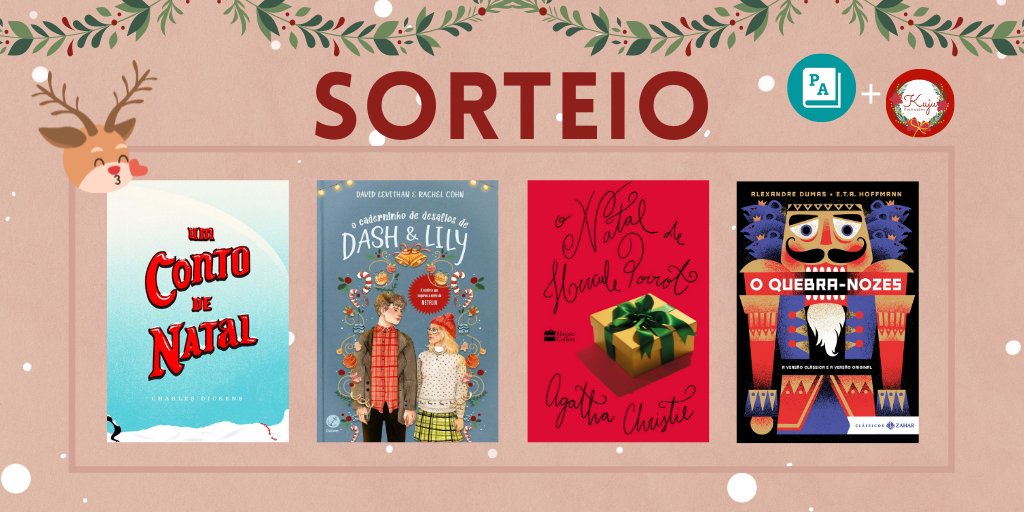🎄 SORTEIO DE NATAL 🎄

🎁 Prêmio: um dos livros da imagem

❗Regras:

↪️ Seguir <a href="/PromocoesPA/">Promoções de livros e papelaria 📖</a> e <a href="/KajuPromocoes/">Kaju Promoções</a>
↪️ Dar RT no tweet do sorteio (sem citar)

👉🏻 Data de término: 25/12/21 (23h59)

💗 Boa sorte! 💗
