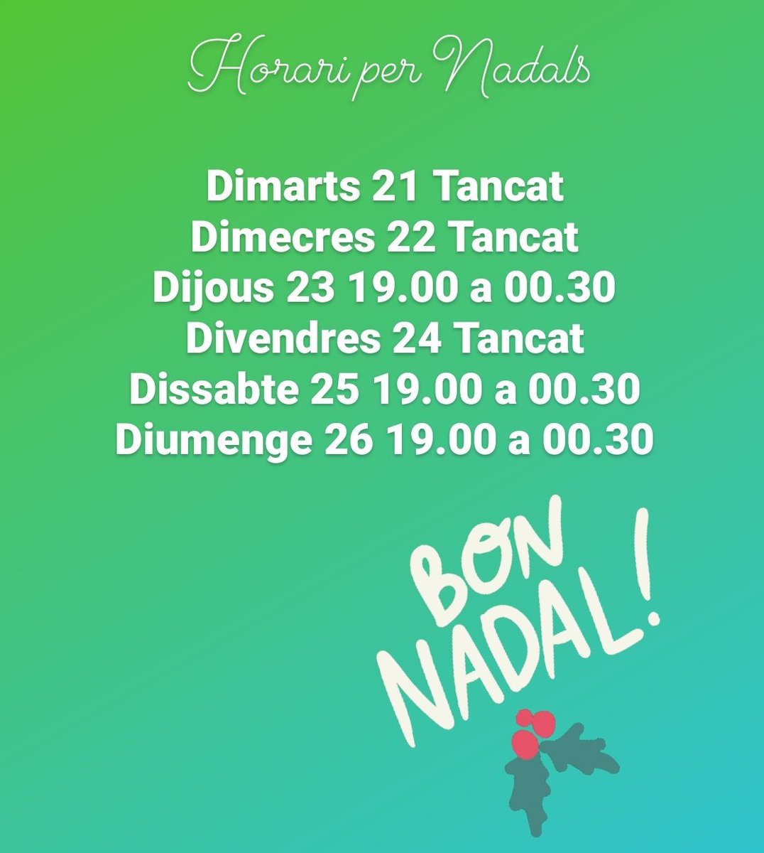 Aquesta setmana farem aquest horari. Bones festes!!!