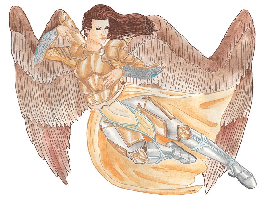 I've been sitting on this drawing for a while! Based off an underwater stock by <a href="/AdorkaStock/">AdorkaStock | Pose Reference 🍑 ✨</a>. I like this more than other color versions I tried.
#comics #illustration #RPG #Pathfinder #fantasy #fantasyart #fantasyillustration #DnD #digitalart  #fantasycreature #angel #watercolor