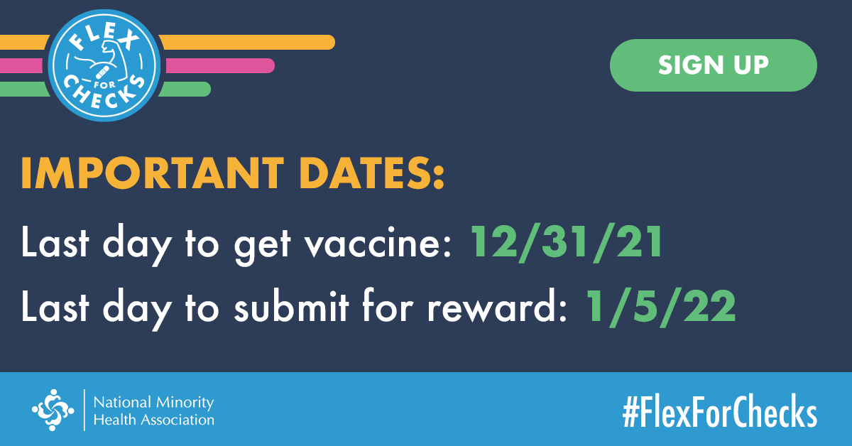 IMPORTANT UPCOMING DATES!

We are very proud to share that we are nearing 50,000 vaccines rewarded and our program will be concluding at the end of the year. 

Don't delay, register today: flexforchecks.com/signup