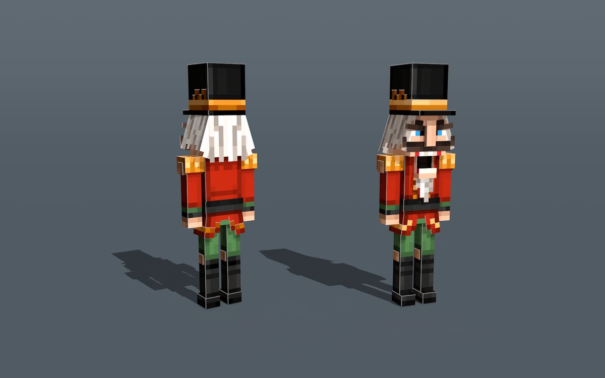 Nutcracker.

Made for <a href="/TimoliaCreative/">Timolia Creative</a>'s Dungeon Rush : Gift Factory.

#minecraft #3d #3dmodel #pixelart #lowpoly #blockbench