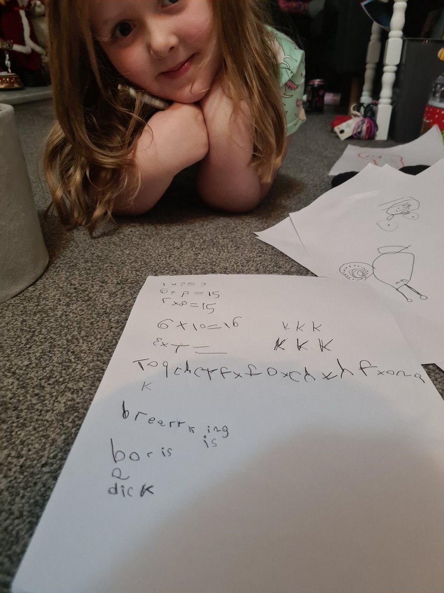 AnthYoung83's tweet photo. Teaching my 5yr old to write, she is really coming on in both writing and politics.
#BorisIsADick #Politics #Boris #Lockdown https://t.co/5DKpyiyPHe