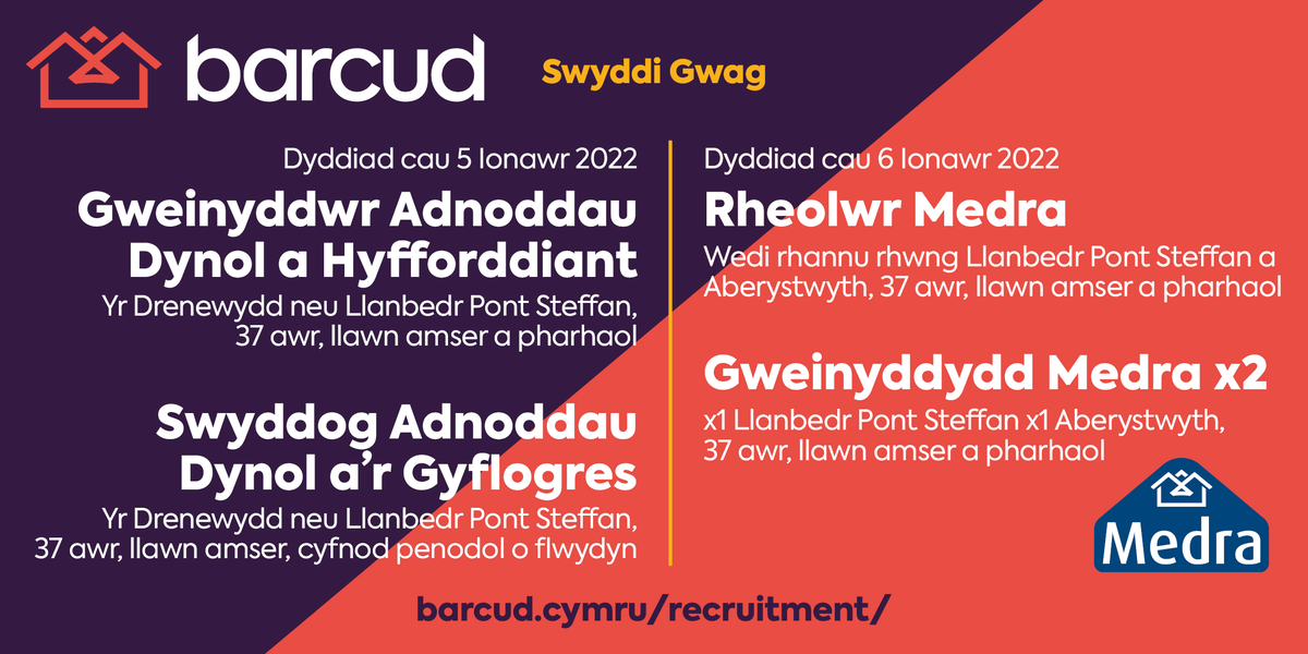 🔽SWYDDI WAG PRESENNOL🔽

Gweler barcud.cymru/recruitment/?l… am fwy o wybodaeth.

#jobsinwales